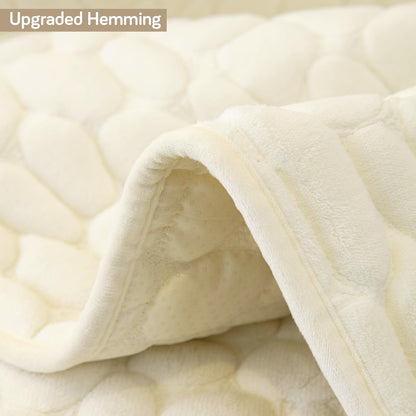HOKIPO Premium Pebble Milk Velvet L Shape Sofa Cover Mat, Bliss White