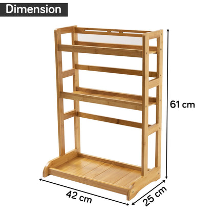 3 Tier Bamboo Spice Rack Organizer for Kitchen Platform Counter Top Rack Storage Shelf Stand, 25D x 42W x 61H cm