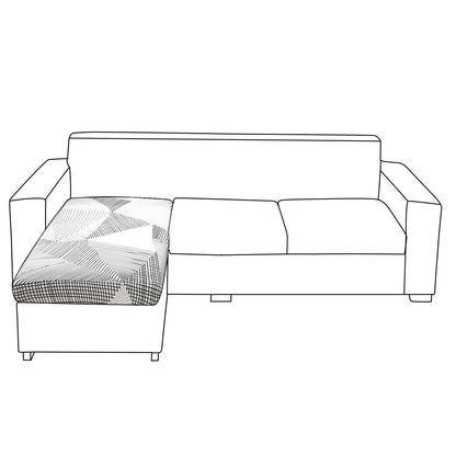 140 GSM Stretchable Printed Elastic Sofa Cushion Seat Cover for 1 /2 /3 Seaters / Pieces for Sofa, Snow White Black Geometry