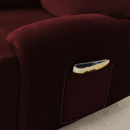 Elastic Stretchable Premium Velvet Recliner Cover, Burgundy