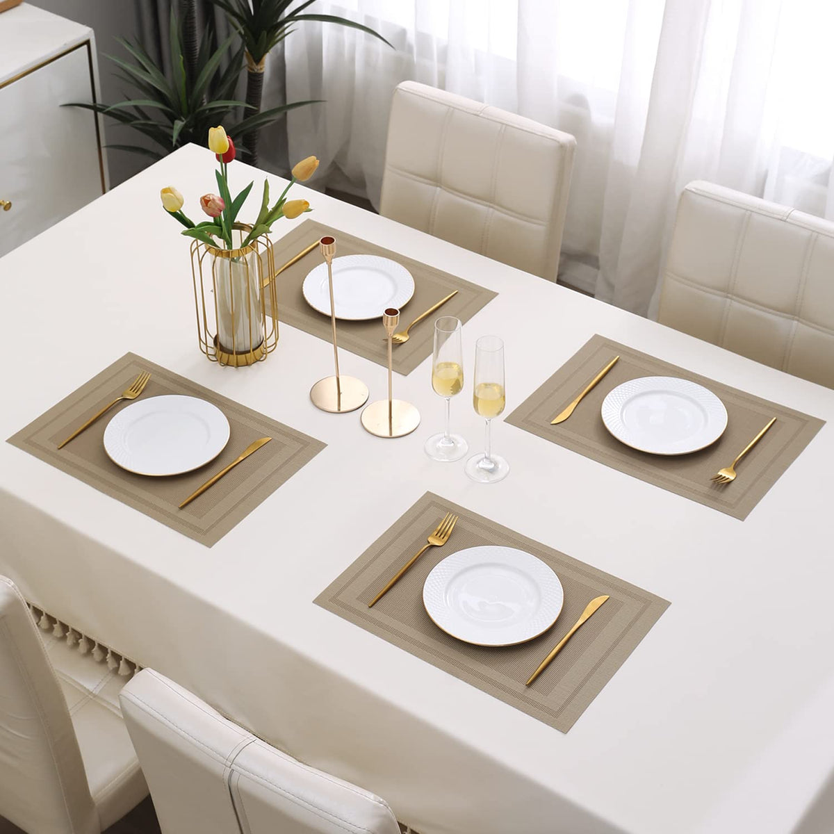 PVC Dining Table Mats, Beige