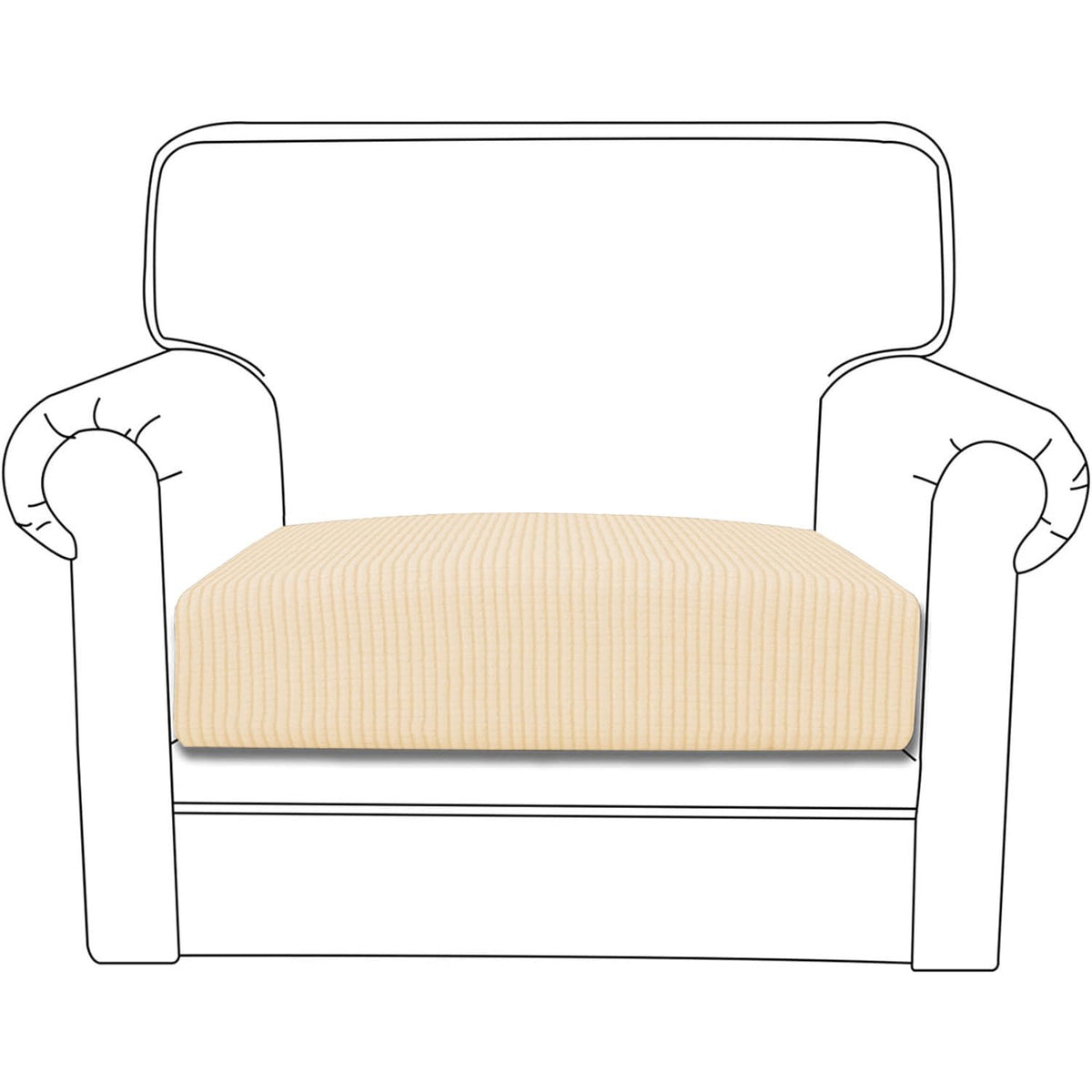 Stretchable Thick Jacquard Textured Seat Cushion Cover for 1/2/3 Seaters / Pieces for Sofa, Beige