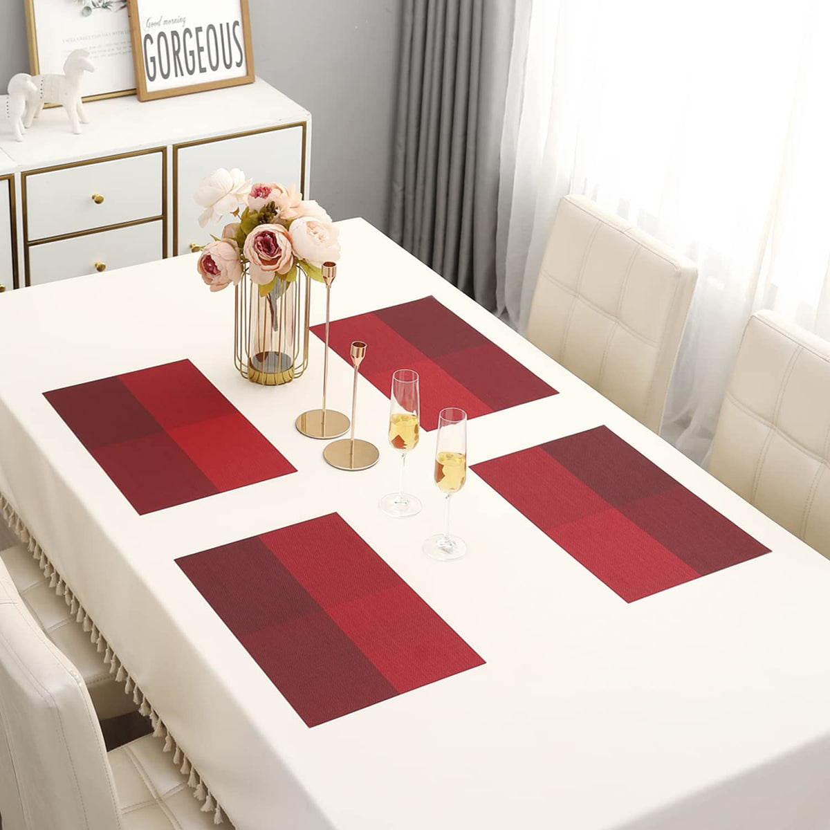 PVC Dining Table Mats, Red