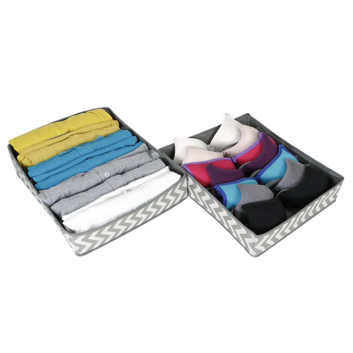 Non-Woven Undergarment Organizer Storage Box For Drawers Bra Panty Socks Tie Lingerie Wardrobe, 7 Grid*2 (Clothing, Grey)