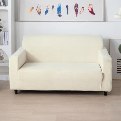 Luxury two seater Beige elastic velvet sofa cover​s