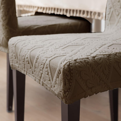 Chair Cover Set of 1/2/4/6, 190 GSM Jacquard, Buff Brown