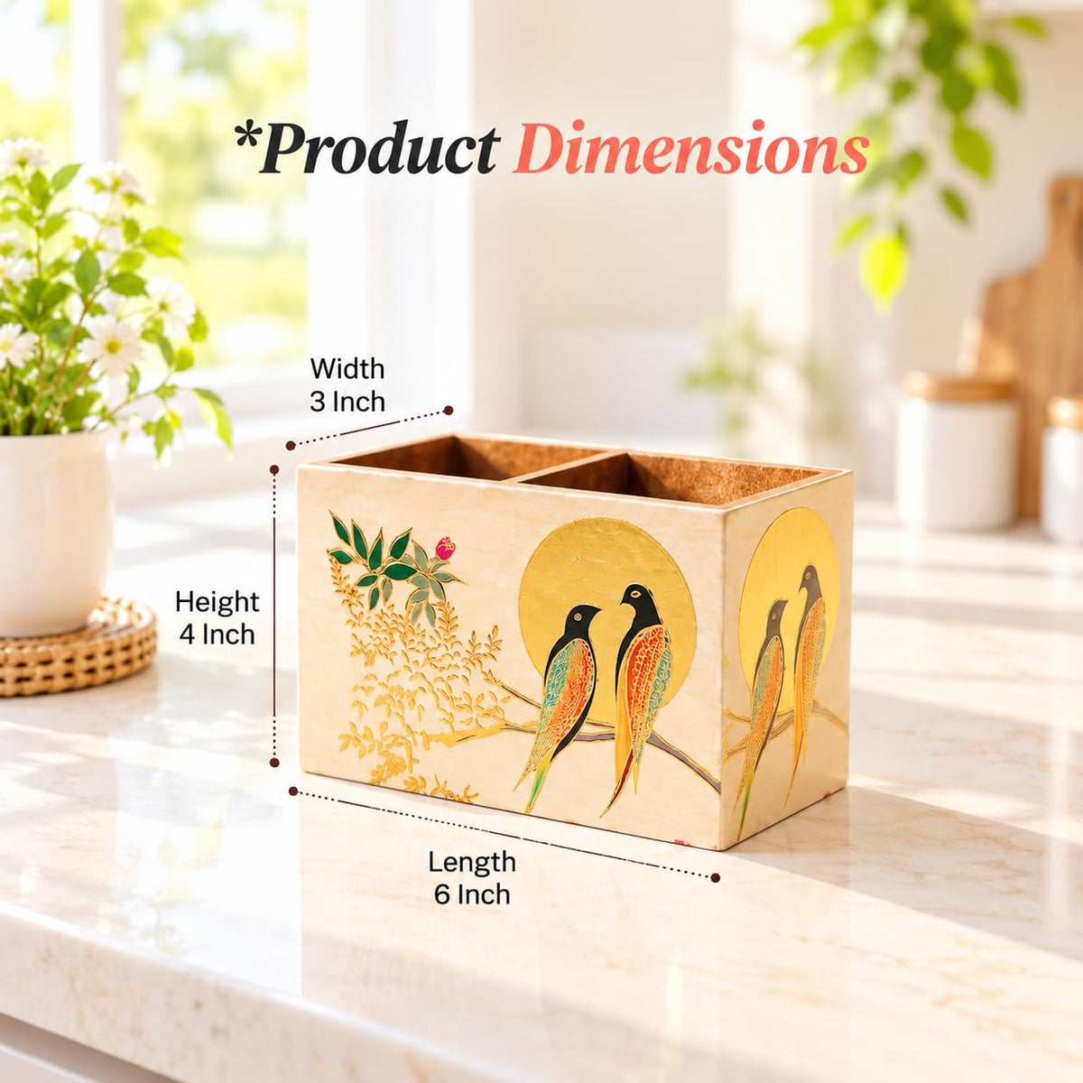HOKIPO Cutlery Holder for Dining Table, Engineered Wood, Sunhere Parinday - image 5