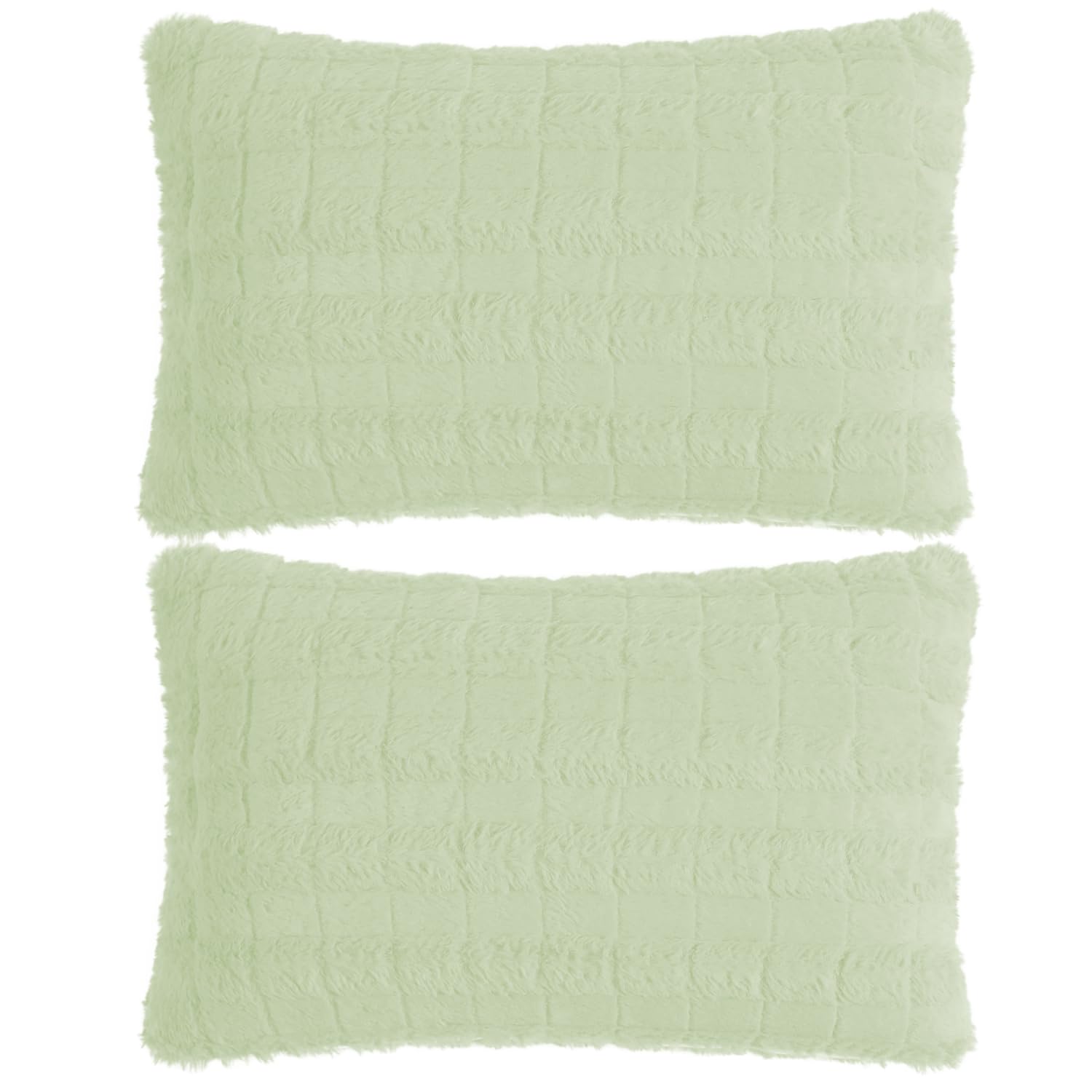 Buy Cute Pastel Green colour Zippered Plush Cushion Covers