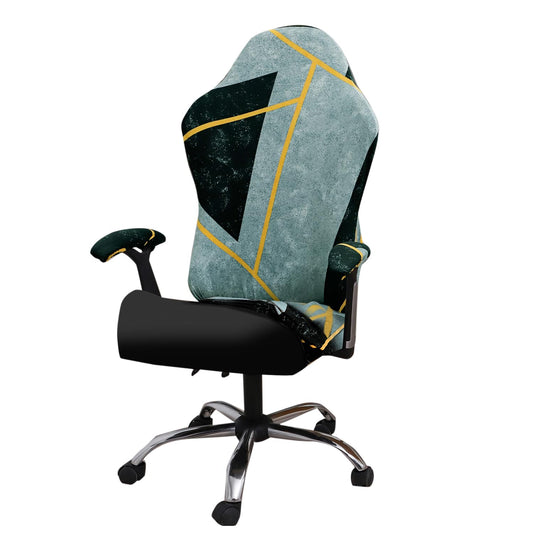 Gaming Chair Seat Cover Elastic Computer Rotating Chair, Multicolor Abstract Geometry