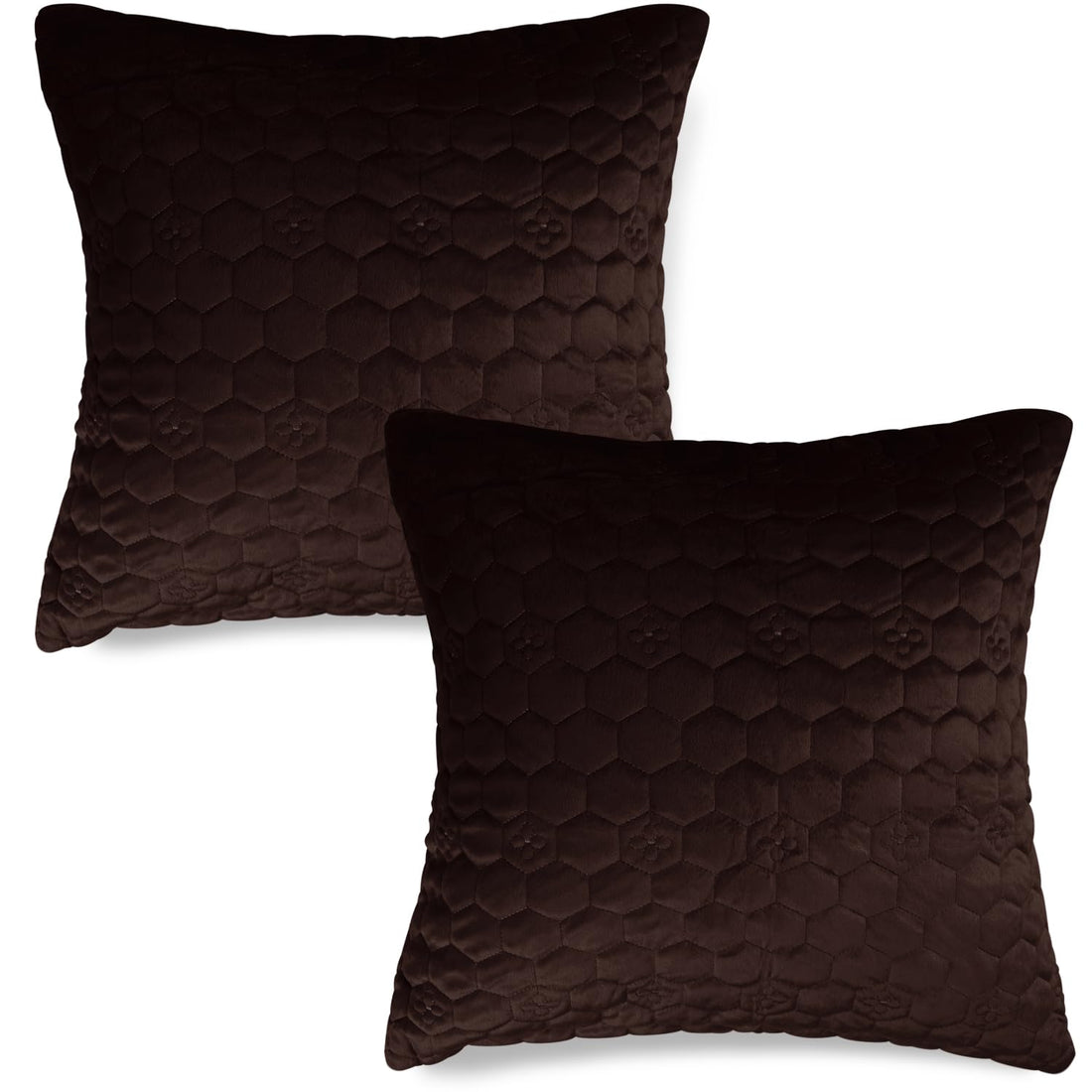 Buy Cute Coffee Brown colour Zippered Hexagonal Texture Velvet Pillow Covers