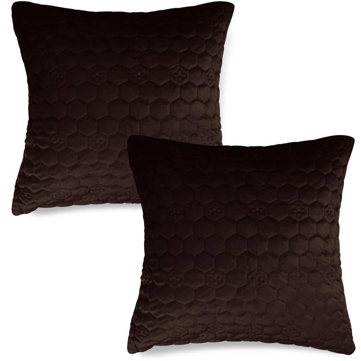 Buy Cute Coffee Brown colour Zippered Hexagonal Texture Velvet Pillow Covers