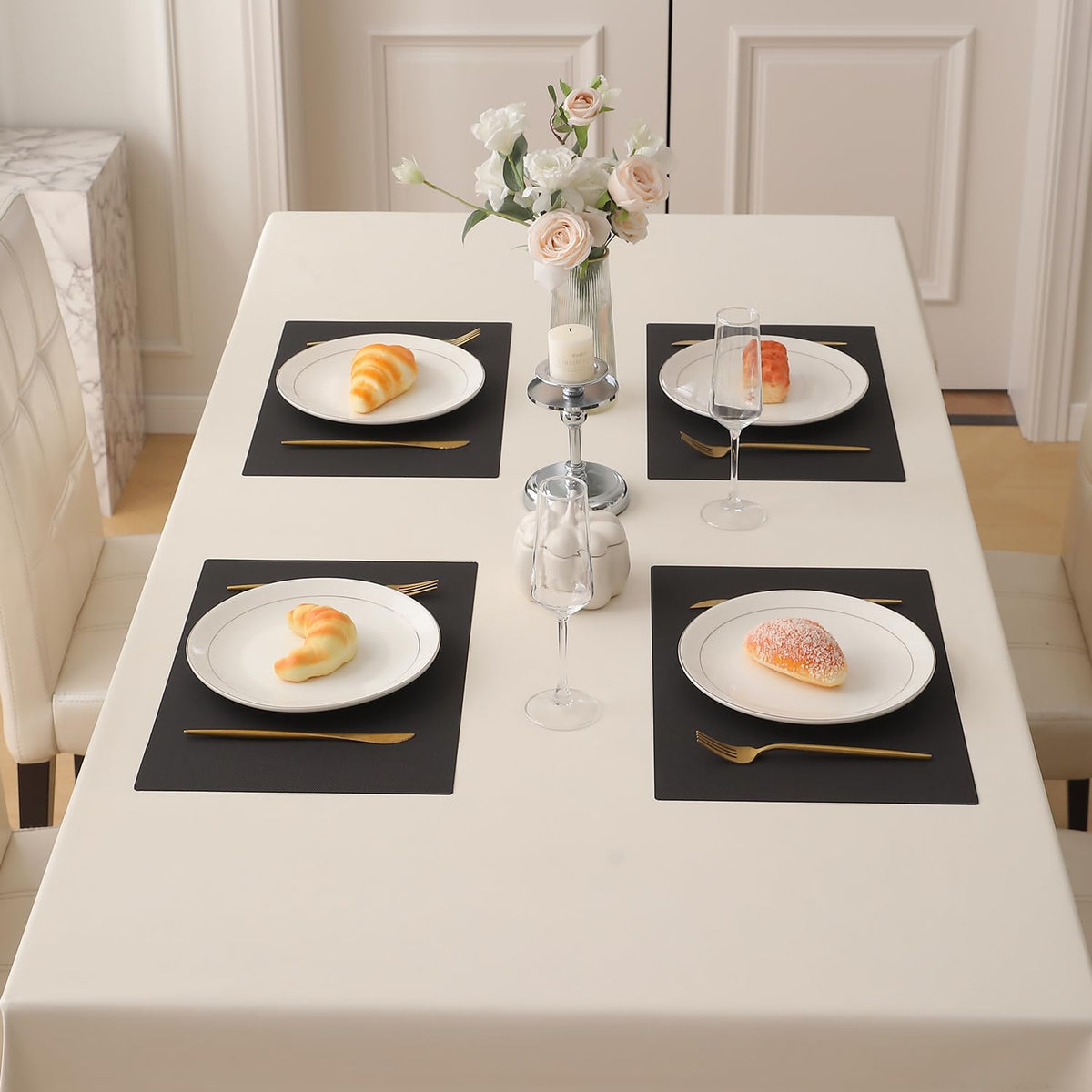 Buy chocolate brown pp waterproof dining table mats set of 4 