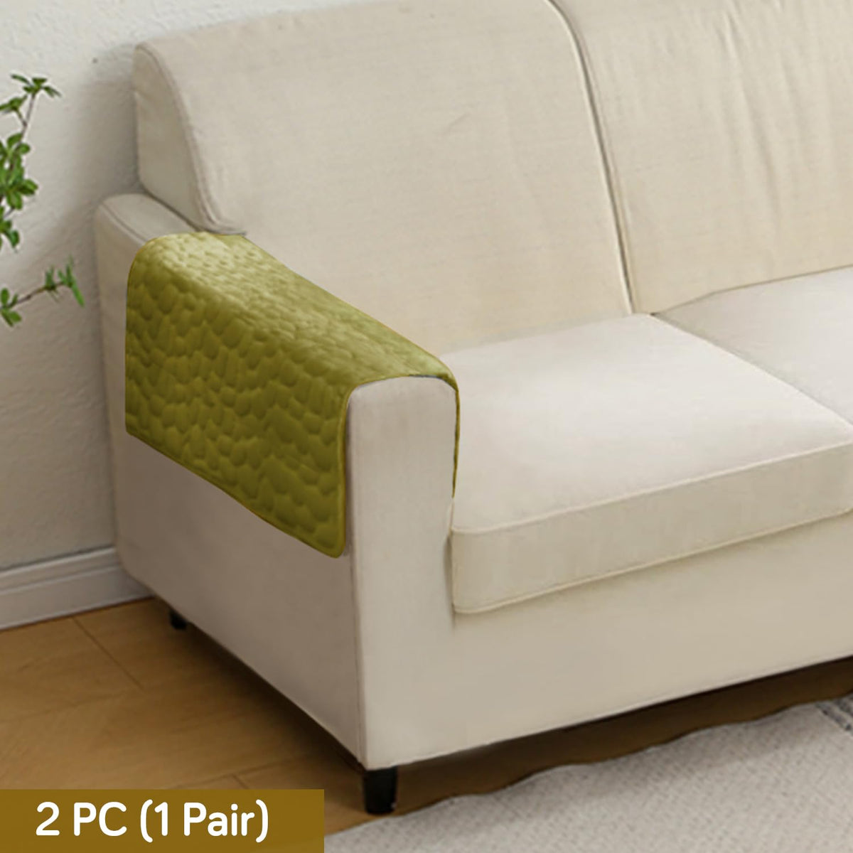 Premium Pebble Milk Velvet Anti Slip Sofa Mats, Pristine Green