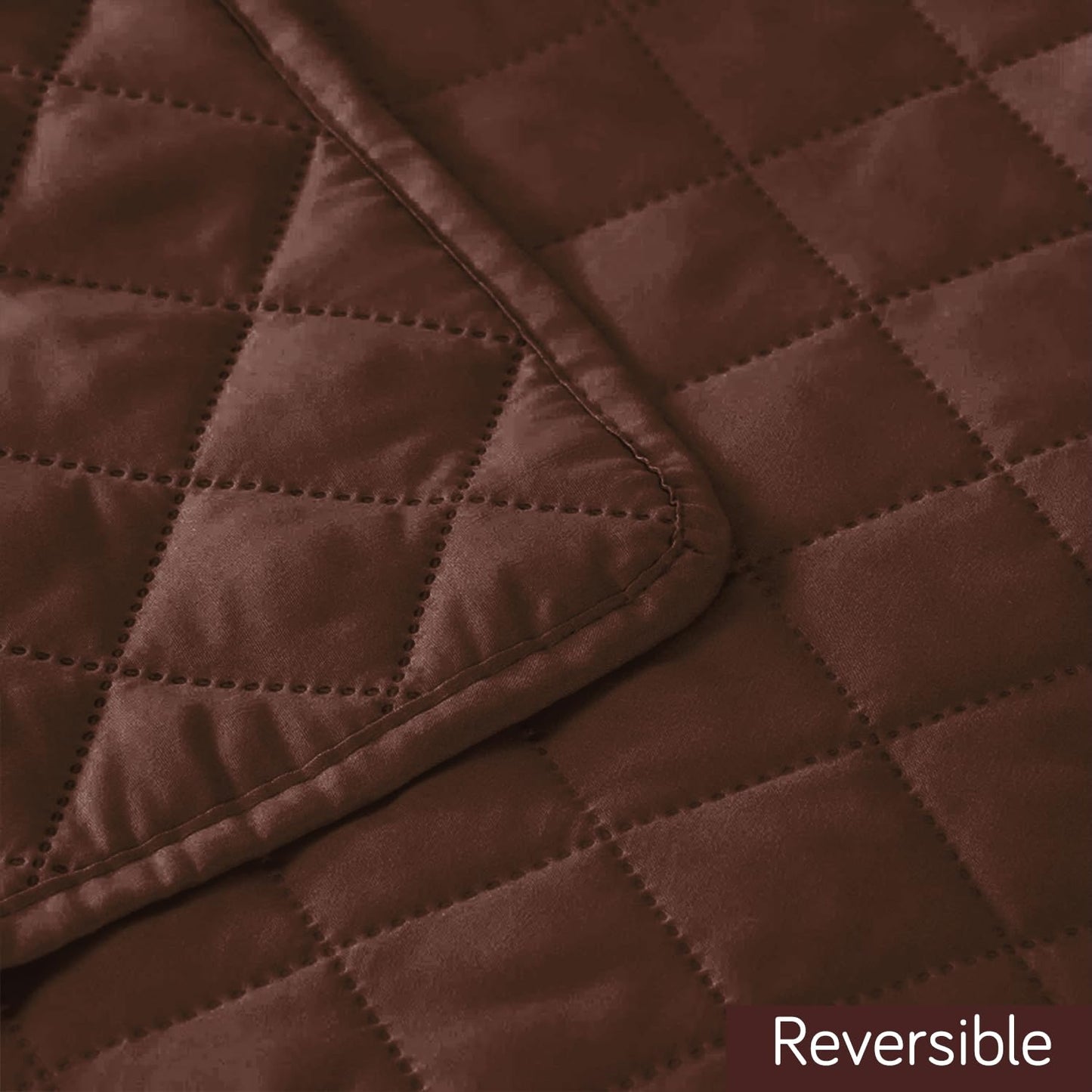 HOKIPO Quilted Reversible One Piece L Shape 4/5/6 Seater Sofa Cover Mat, Brown