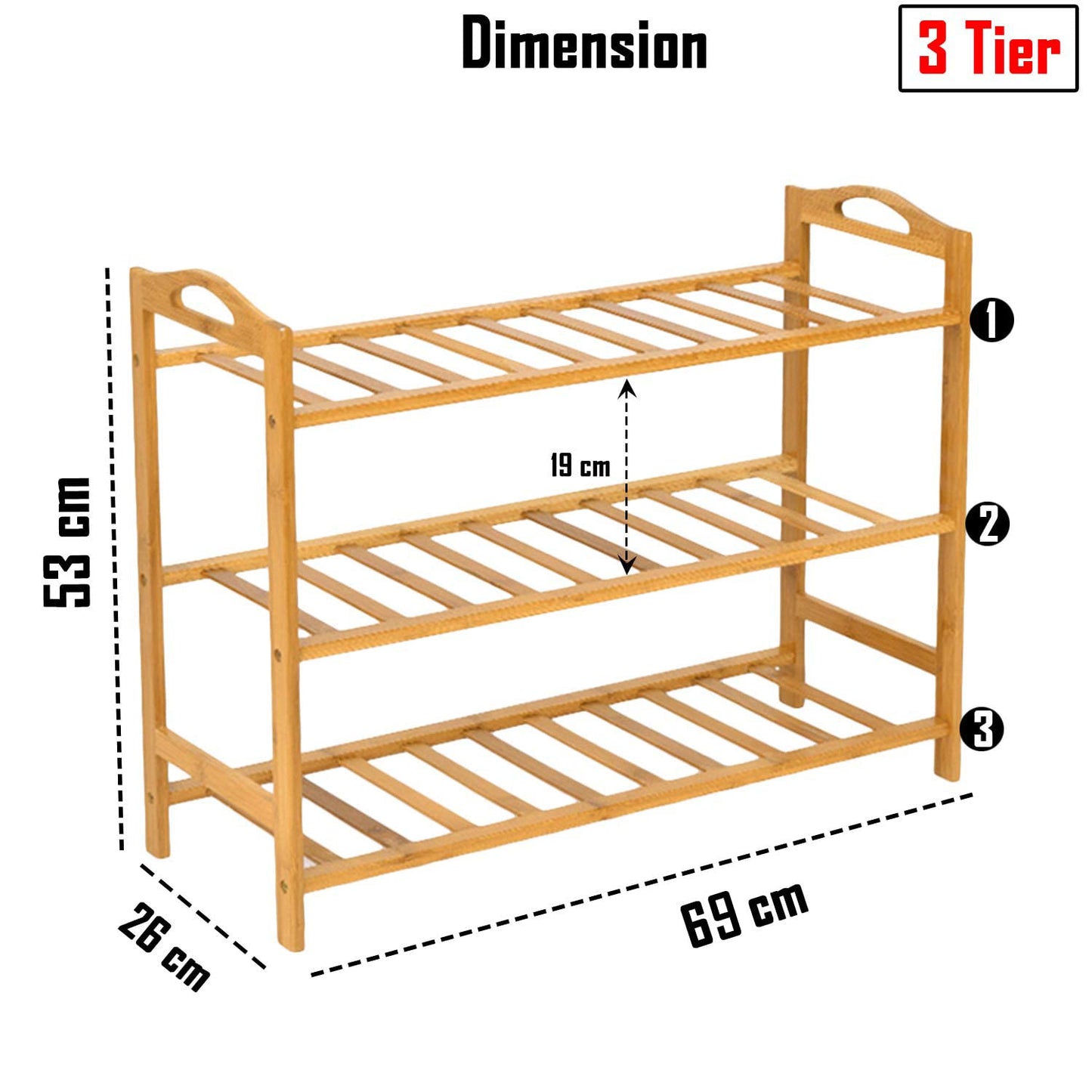 Bamboo 3/4/5 Tier Shoe Racks Slipper Stand Chappal Storage Organizer Utility Racks