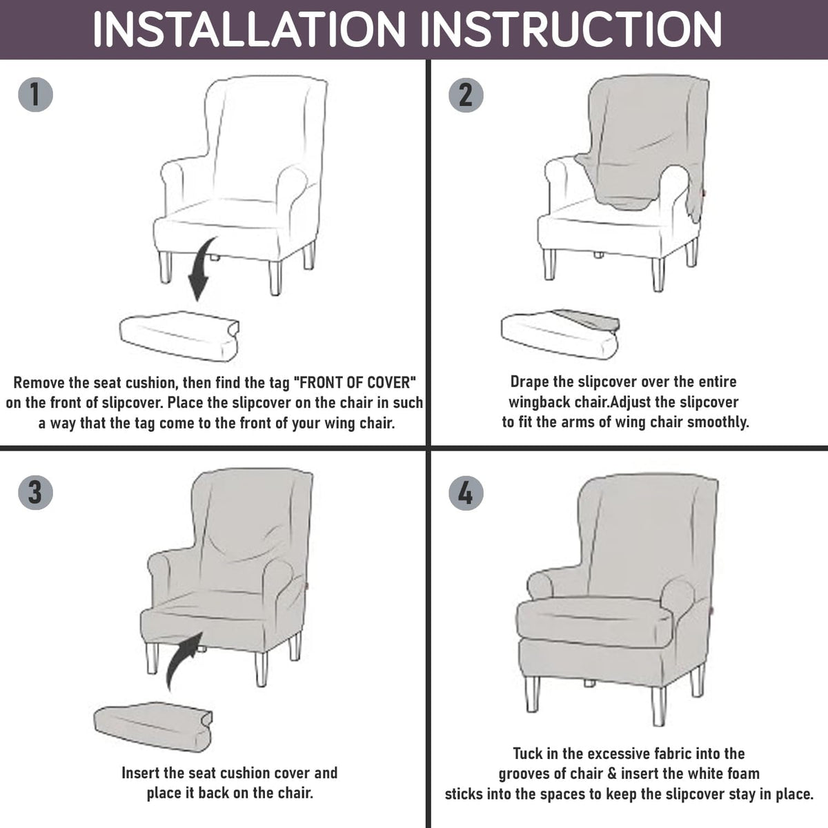 Guide on How to Put on Dark Coffee Twigs Elastic Wing Chair Cover