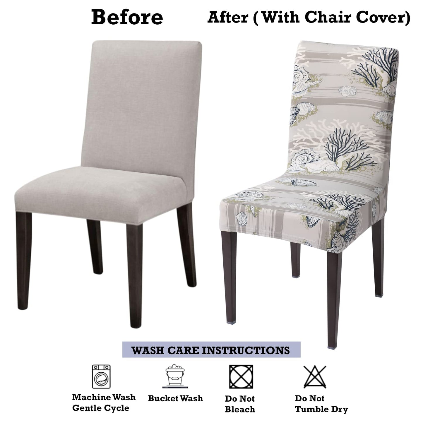 Dining chair covers – before and after with stretchable chair cover