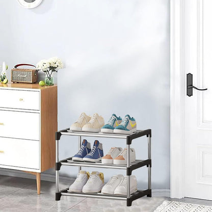 3/5 Layer Metal Shoe Rack for Home Outdoor Shoe Stand Organiser, Black