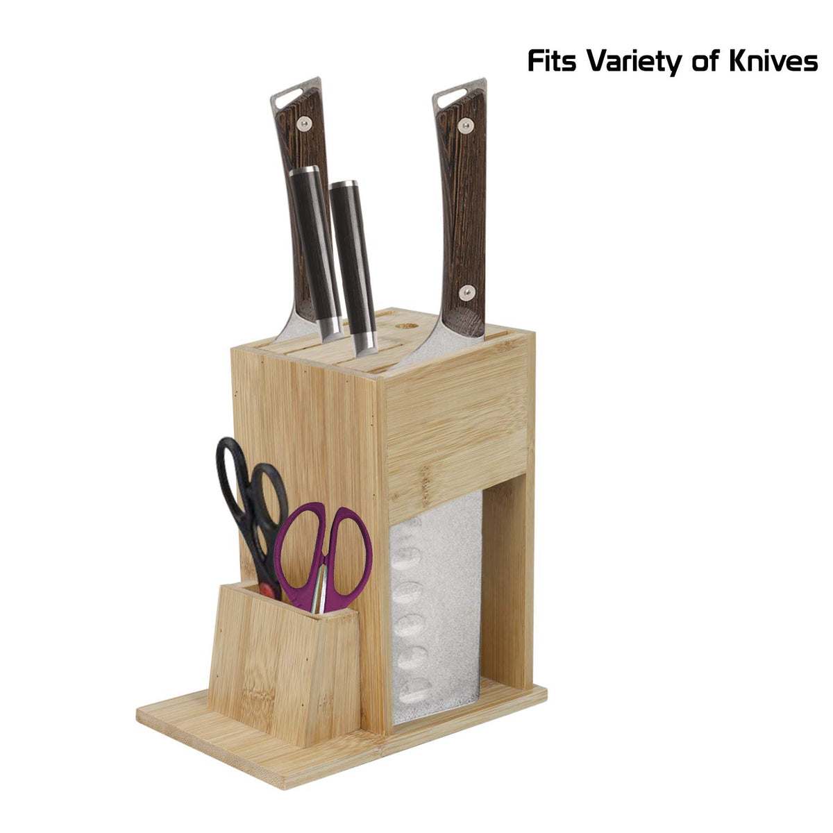 Wooden Knife Holder for Kitchen, Universal Knives Holder Stand with 5 Slots.