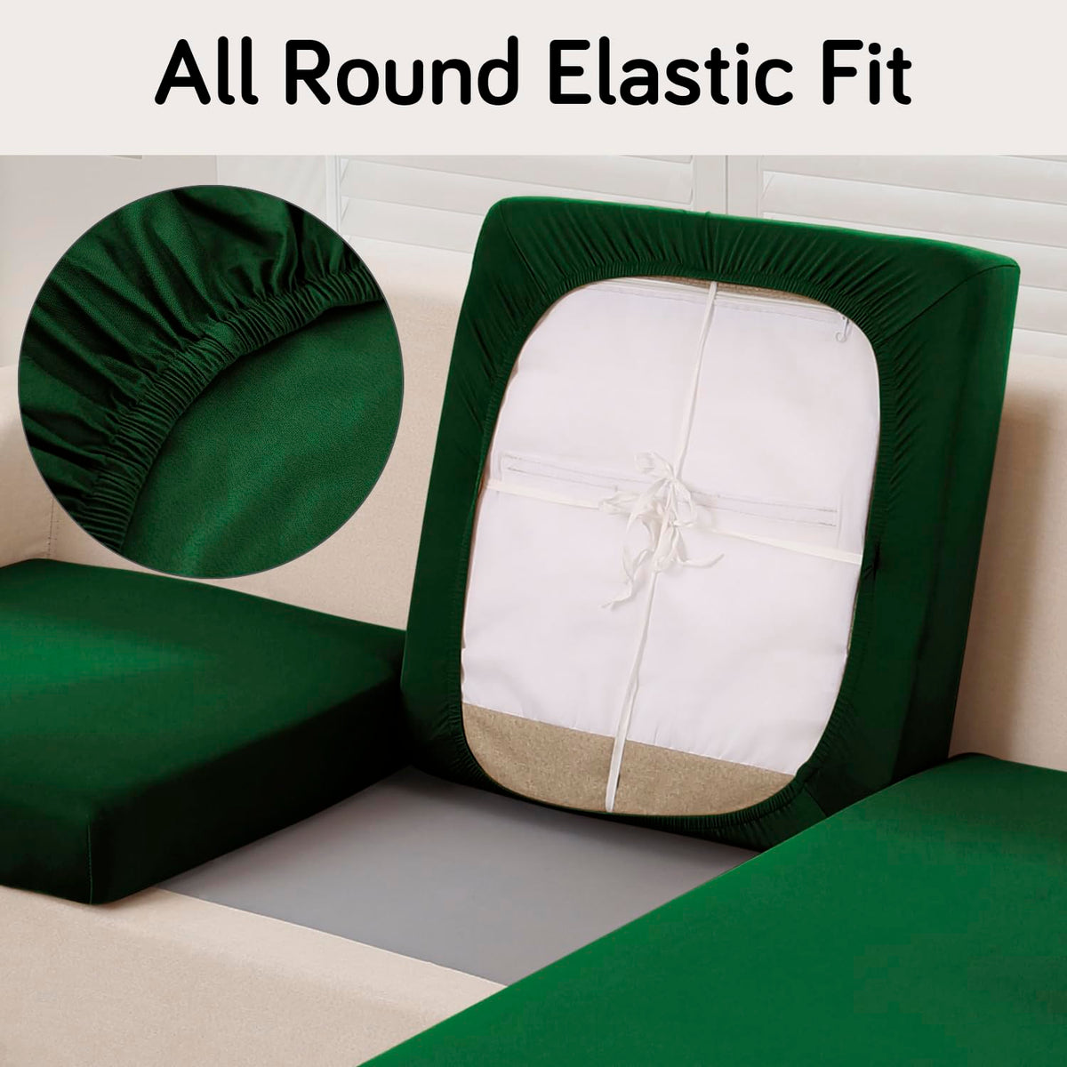 100% Waterproof Stretchable Seat Couch Cushion Cover for 1/2/3 Seater, Green