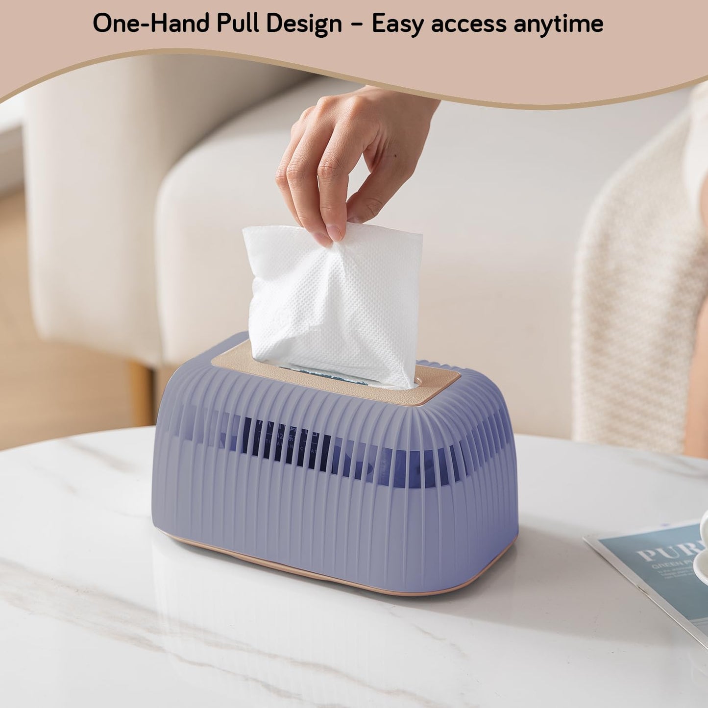 Modern Plastic Tissue Paper Holder with Elegant Design – Blue