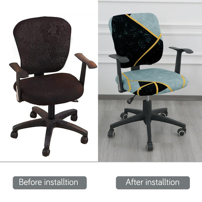 HOKIPO 140gsm Stretchable Office Chair Cover, Multicolor Abstract Geometry