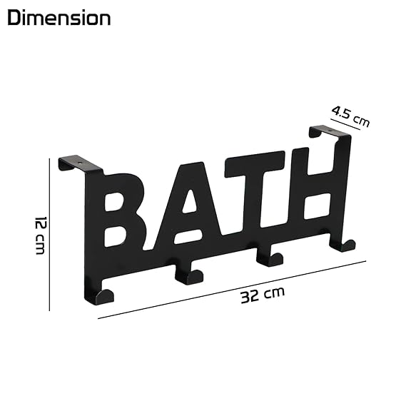 Metal Over The Door Hook Hanger for Clothes, Towel, Coat Hanging Hooks Rail, Black
