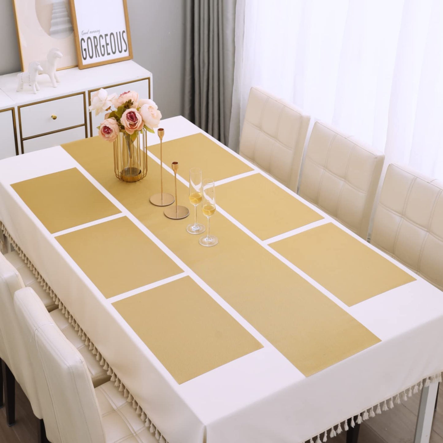 PVC Dining Table Mats, Golden