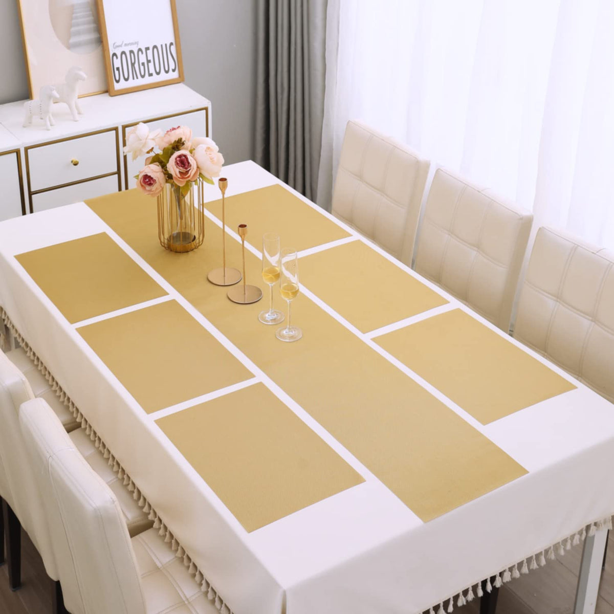 PVC Dining Table Mats, Golden