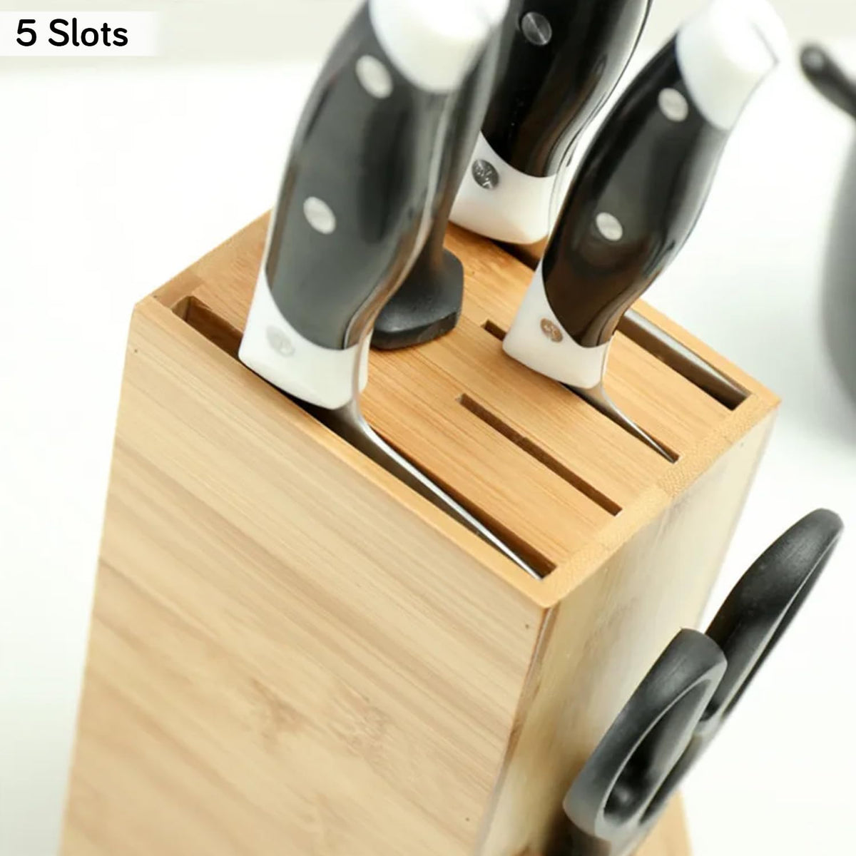 Wooden Knife Holder for Kitchen with 5 Slots