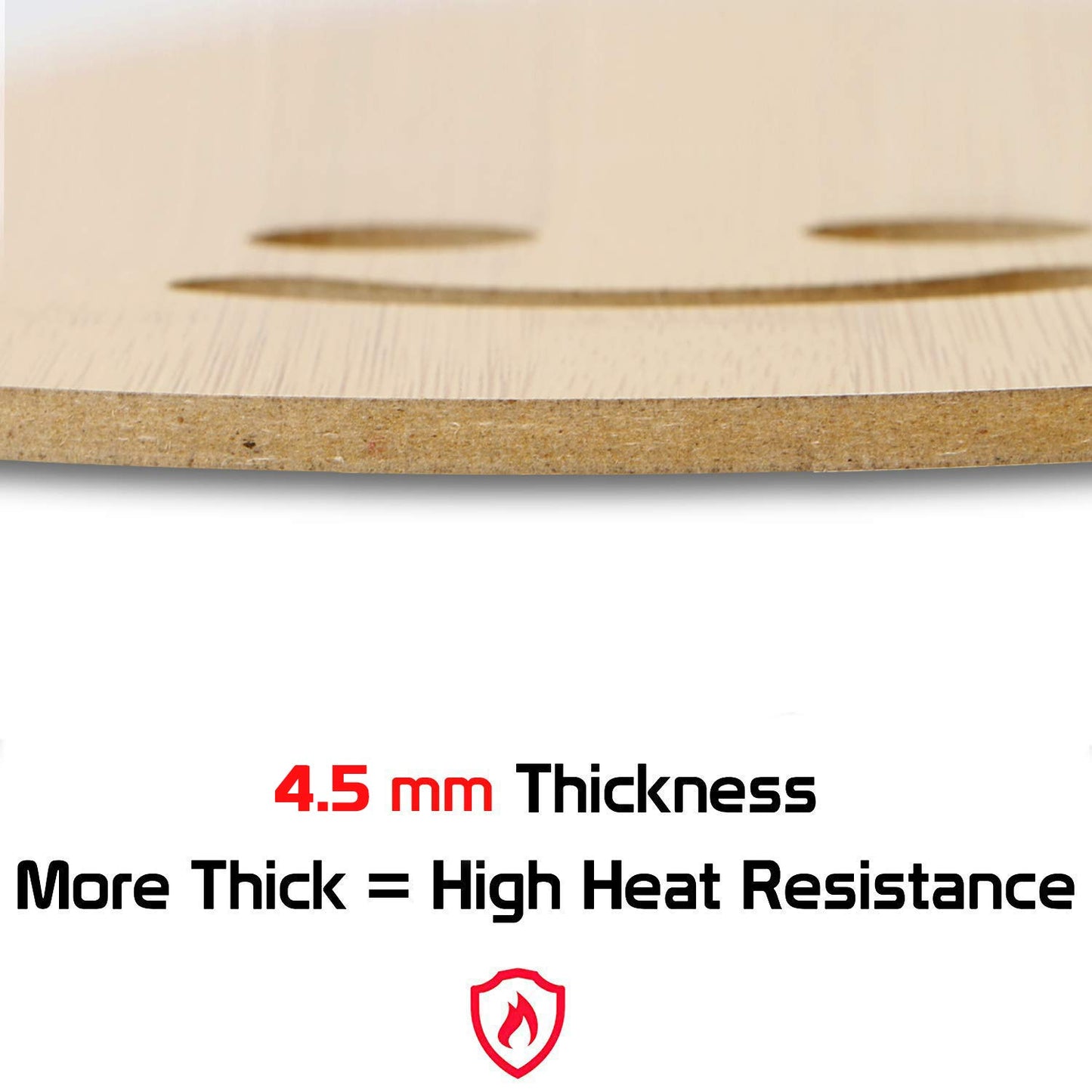 HOKIPO Smily Bamboo Wooden Coasters for Home Pan Pot Holder - Pack of 2/4/6