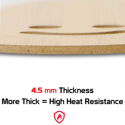 HOKIPO Smily Bamboo Wooden Coasters for Home Pan Pot Holder - Pack of 2/4/6