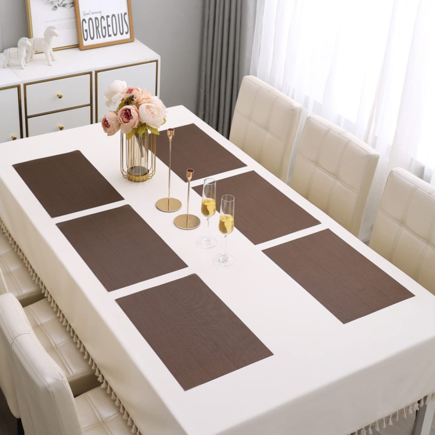 PVC Dining Table Mats, Brown