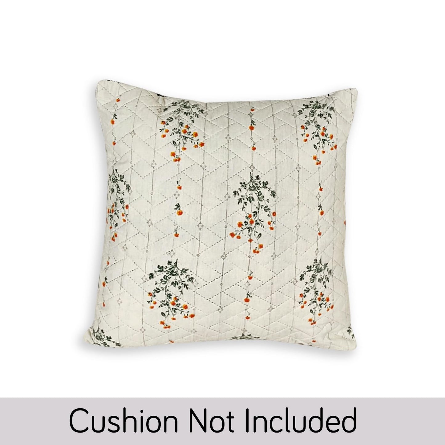 HOKIPO Printed Quilted Sofa Cushion Cover Pack of 2, Light Green Ash Gypsy Flower