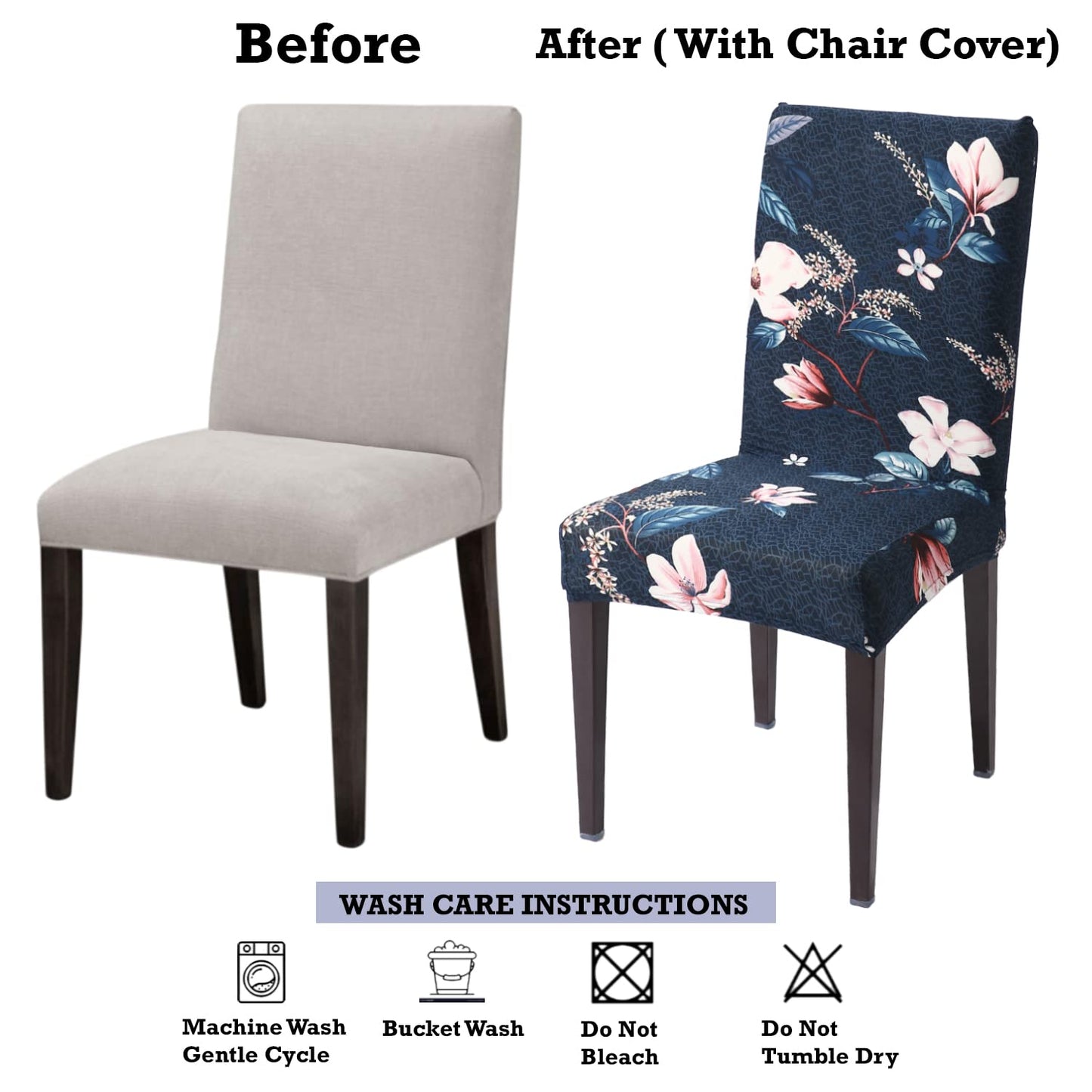 Elastic Stretchable Dining Chair Cover, Blue Mixed Flowers