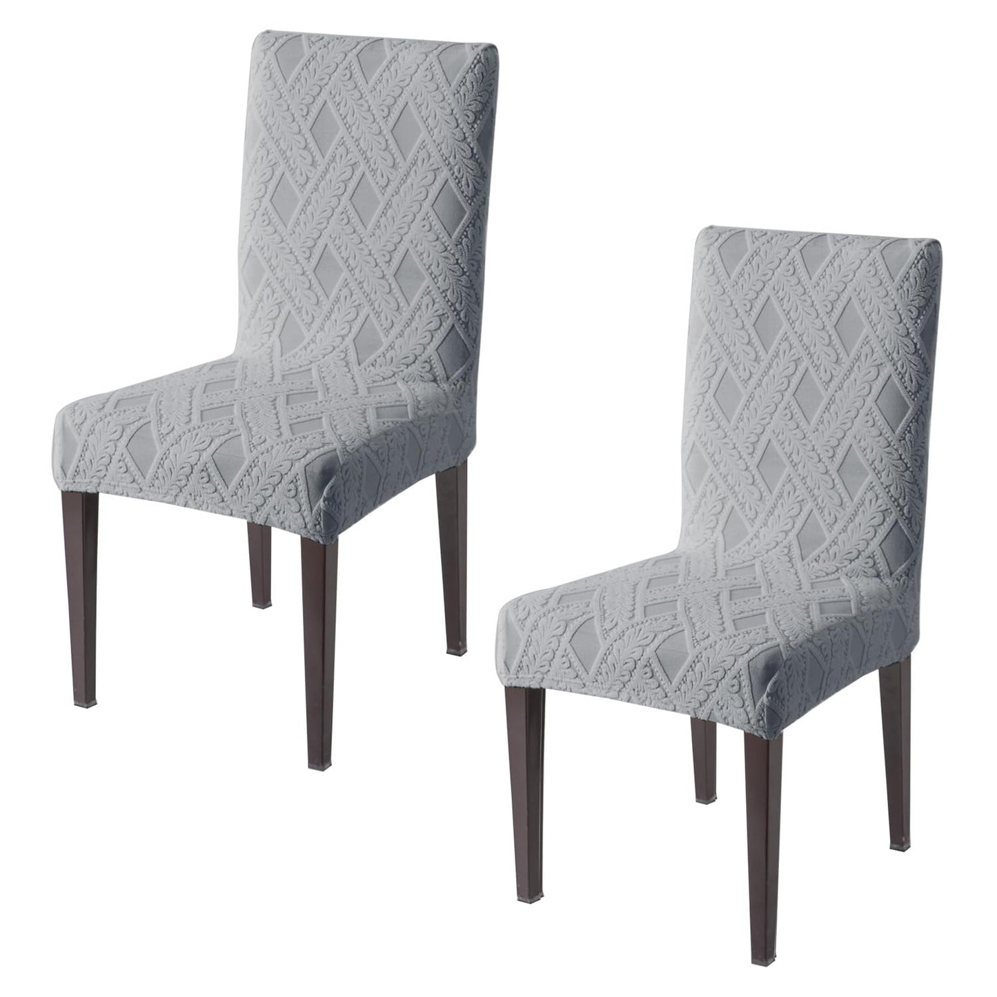 Chair Cover Set of 1/2/4/6, 190 GSM Jacquard, Light Grey
