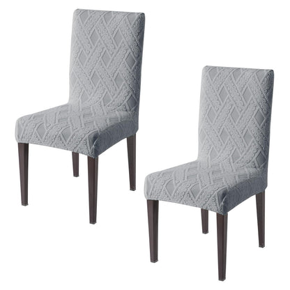 Chair Cover Set of 1/2/4/6, 190 GSM Jacquard, Light Grey