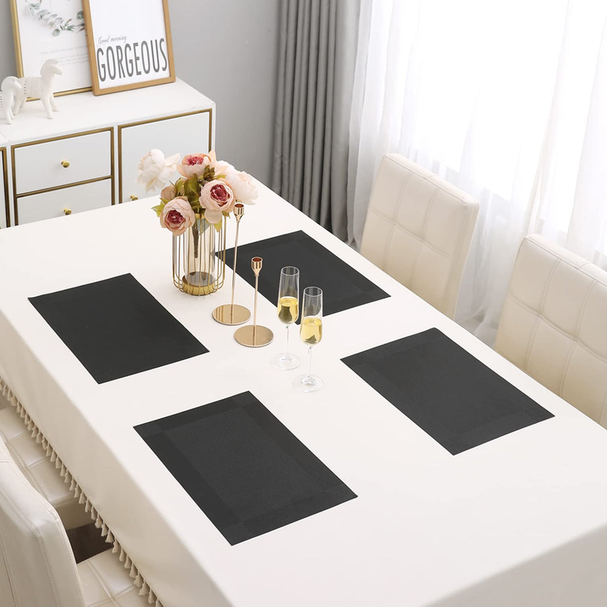 PVC Dining Table Mats, Black