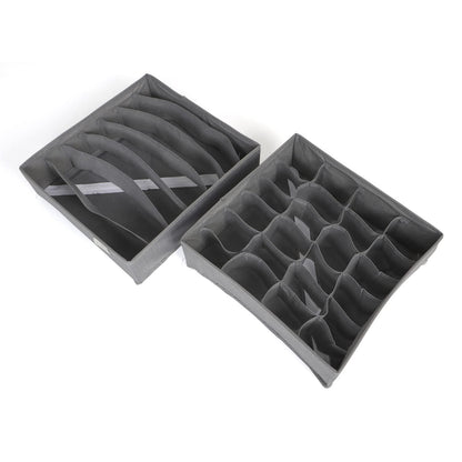 Non-Woven Fabric Undergarment Organizer Storage Box For Drawers Bra Panty Socks Tie Lingerie Organizer For Wardrobe, Grey