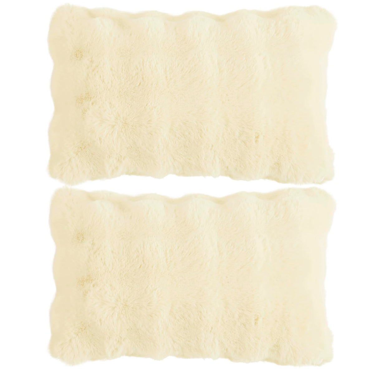 Buy Beige Colour Zippered faux rabbit fur cushion covers in set of 2
