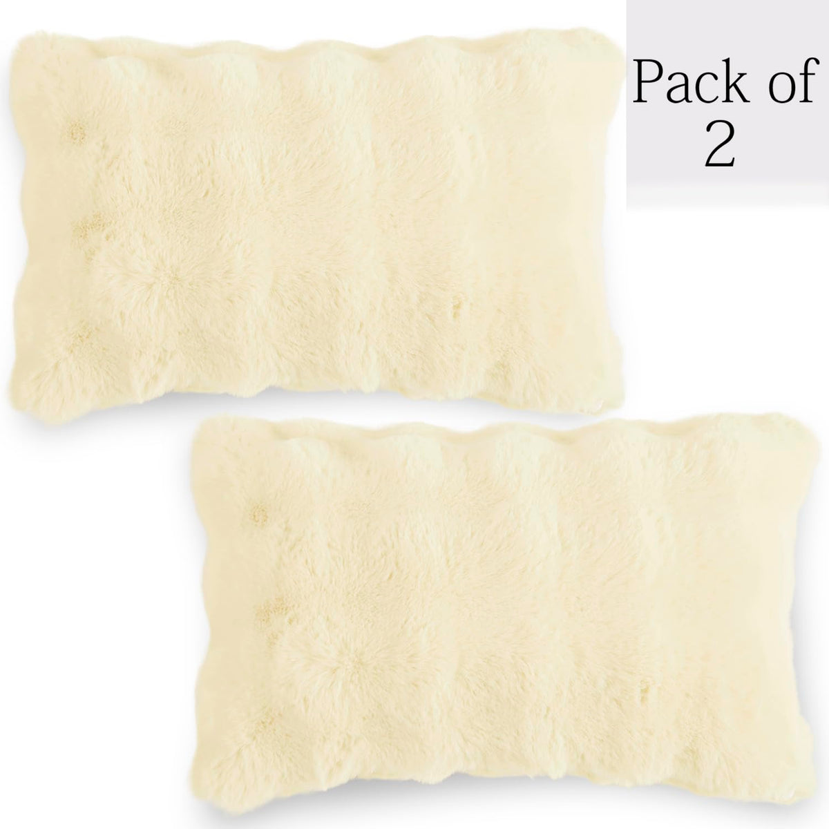 Buy Premium Beige colour Zippered faux rabbit fur Pillow Covers