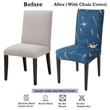 Before and after using stretchable dining chair covers for dining chairs