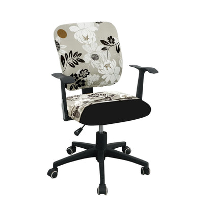 Feather Brown Floral Print Stretchable Jacquard Regular Office Chair Cover | Hokipo