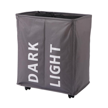 Large Laundry Basket Foldable Hamper With Wheels, Grey