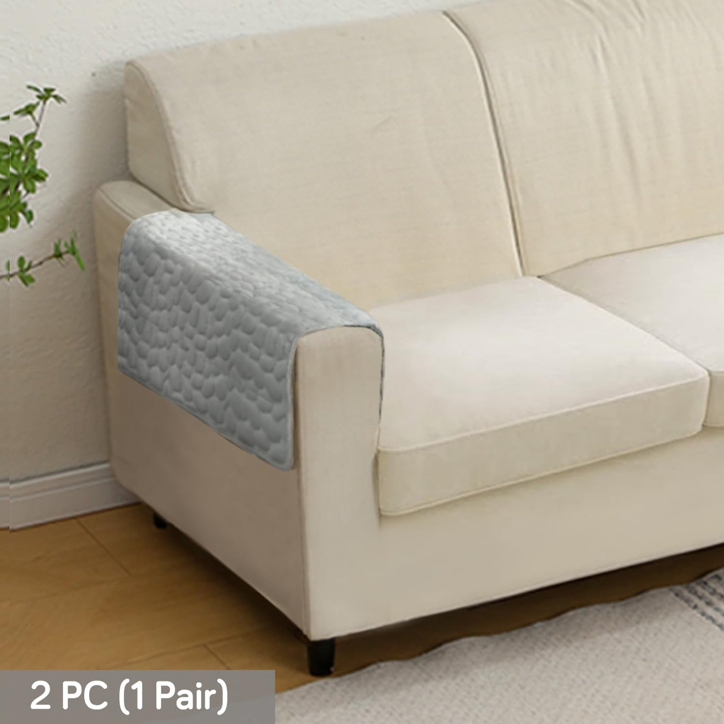 Premium Pebble Milk Velvet Anti Slip Sofa Mats, Moon Grey