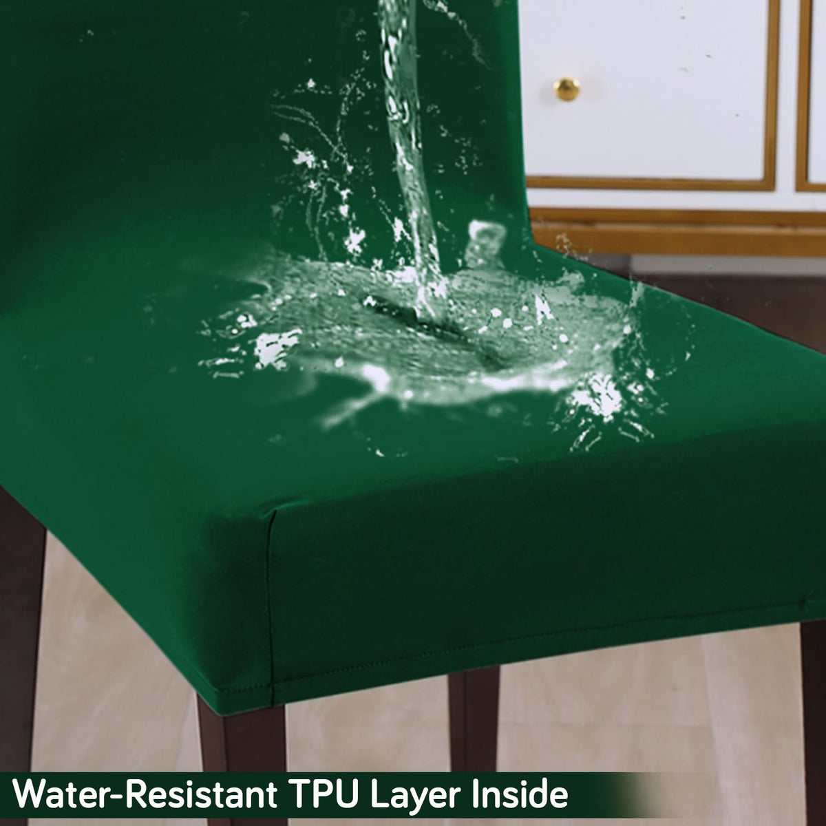 Elastic Stretchable Water Resistant Dining Chair Cover, Hunter Green