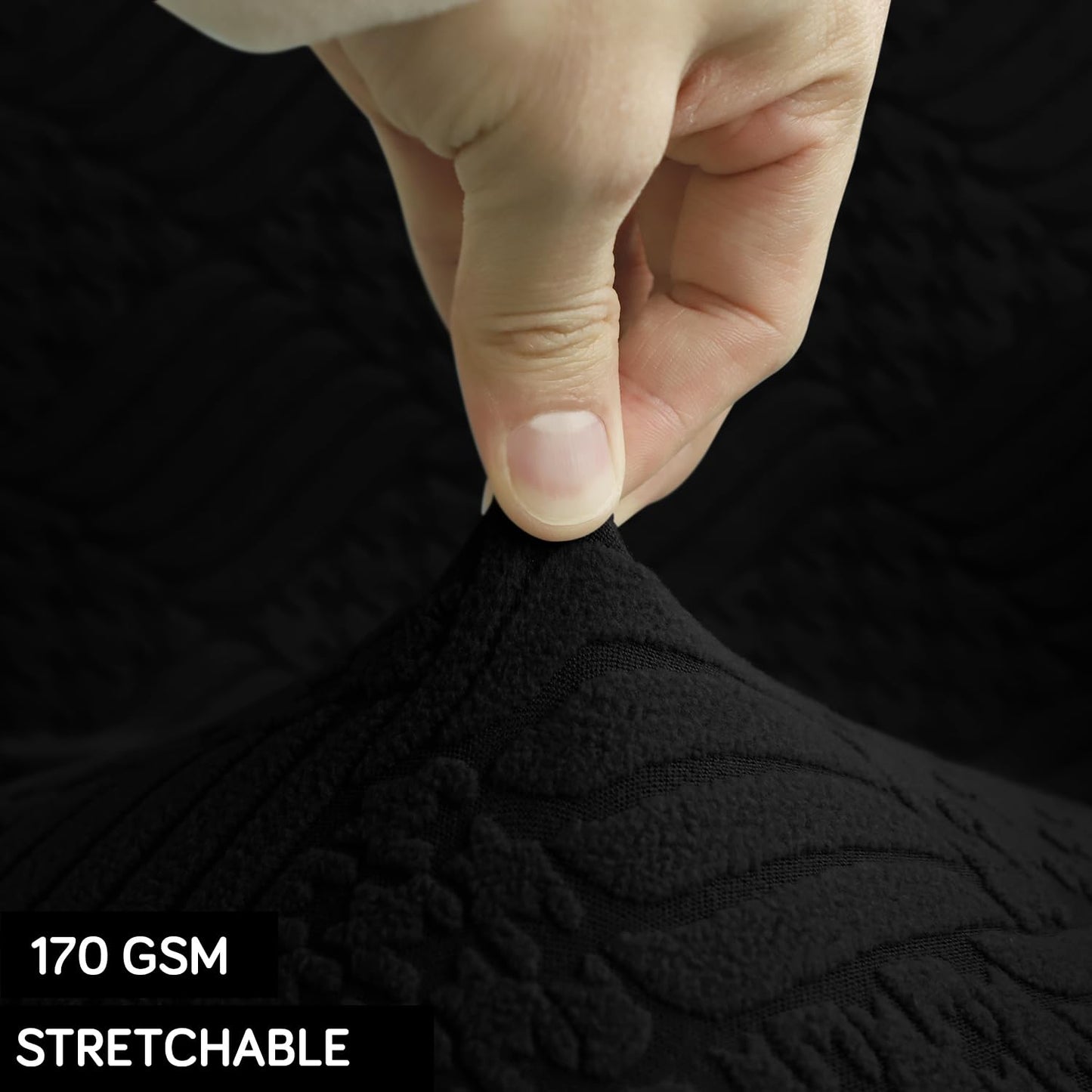 170GSM Stretchable Jacquard Office Chair Cover, Black