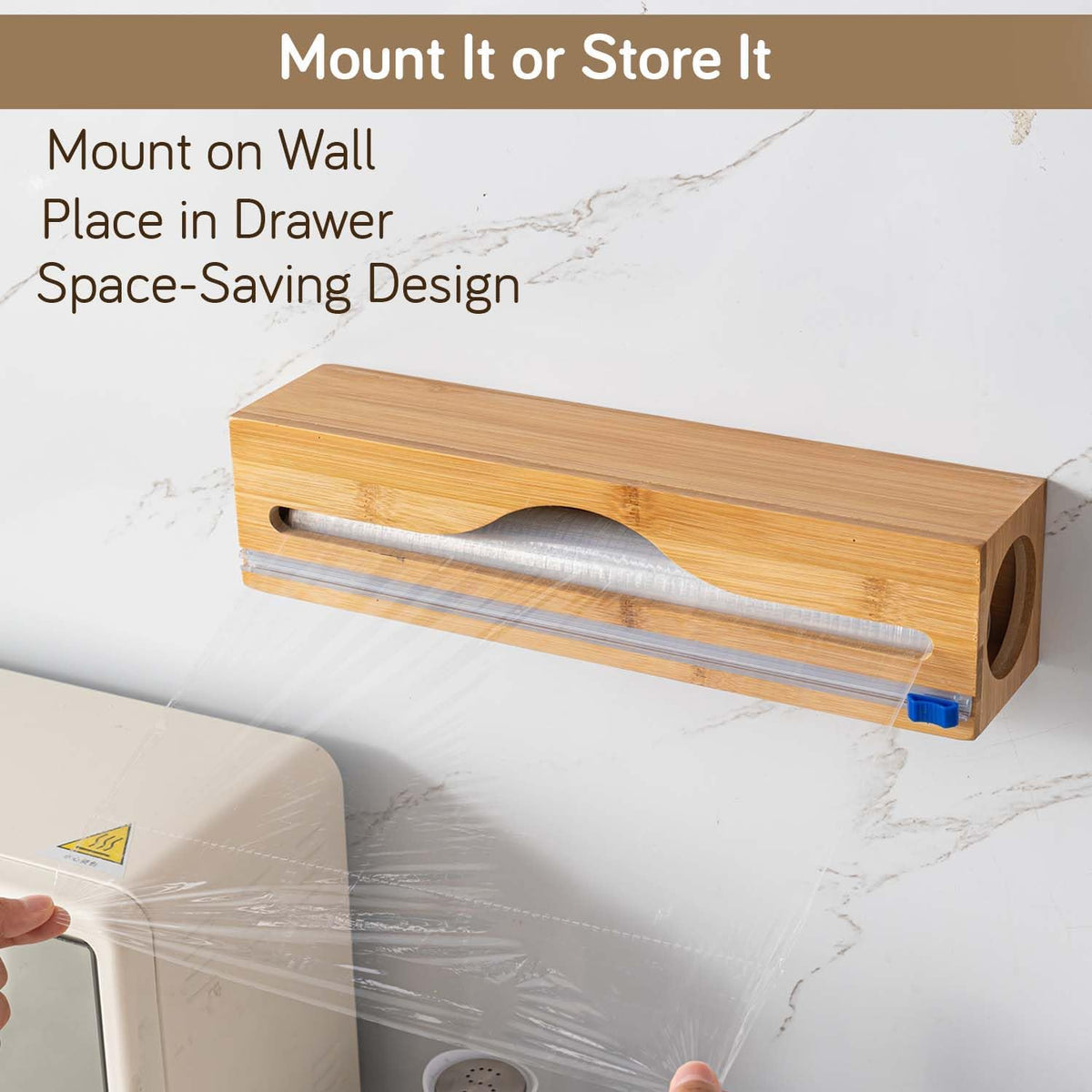 Bamboo 1-Slot Wrap Dispenser | Foil, Cling & Butter Paper Cutter