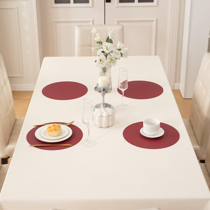 Premium Faux Leather Dining Table Round Mats, Maroon