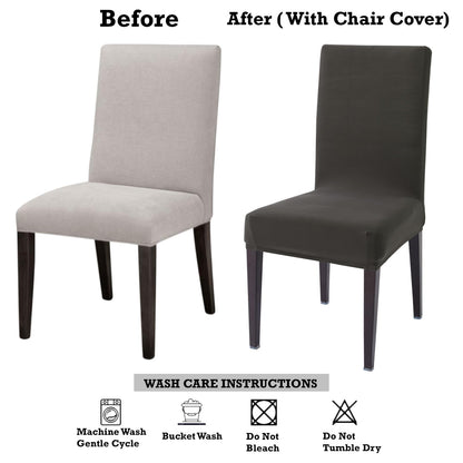 Dining Chair Cover Seater Stretchable Elastic Slipcovers, Dark Grey